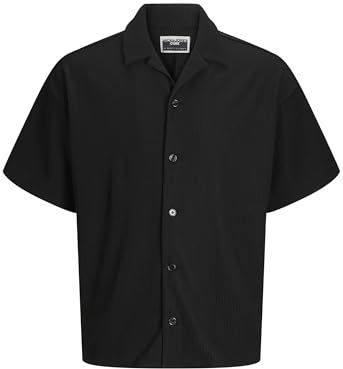 JACK & JONES - Overhemd - Zwart - Oversized - Comfort Fit - Kwartmouw