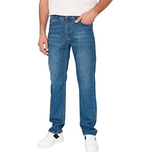 Trendyol Mannelijke normale taille rechte pijpen rechte jeans, marineblauw, 42