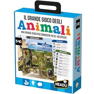 Headu Het grote spel van de dieren, een grappige uitdaging om meer dan 140 soorten te kennen, It57045 educatief spel voor kinderen van 5 tot 10 jaar, gemaakt in Italië