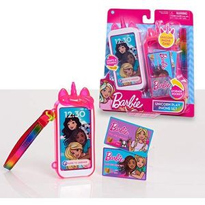 Barbie Just Play Eenhoorn-speeltelefoonset met licht en geluid, eenhoorn-telefoonhoes en telefoonband, speelgoed mobiele telefoon voor kinderen vanaf 3 jaar