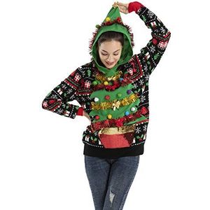 OFF THE RACK Uniseks kersttrui voor dames en heren, grappige Ugly Christmas sweater, pullover voor Kerstmis, gebreide truien voor kerstfeest, Tree Happy This Xmas, XXL