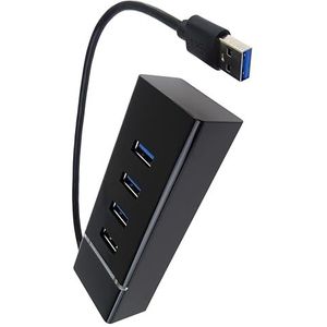 PremiumCord USB 3.0 SuperSpeed Hub 4-poort, super snelheid 5 Gbps, kleur zwart, kabellengte 20 cm