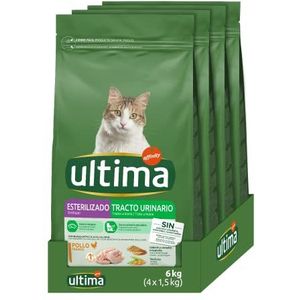 Ultima Gesteriliseerd kattenvoer ter voorkoming van problemen met de urinewegen, met kip, 4 x 1,5 kg, totaal 6 kg