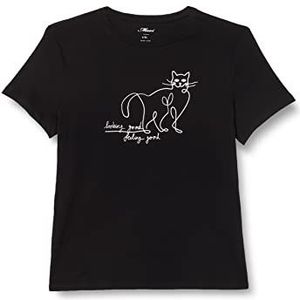 Mavi Dames CAT Tee T-Shirt, Zwart, S