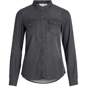 Vila Vrouwelijke jeanshemd zakken, zwart denim, XL