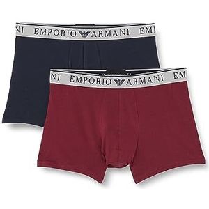 Emporio Armani Trunks voor heren, verpakking van 2 stuks, Borgundy/Marine, M