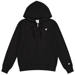Champion Legacy Basics W-Light Powerblend Fleece Full Zip Sweatshirt met capuchon voor dames, Zwart, L