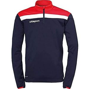 Uhlsport Offense 23 Zip Top 1/4 voetbalshirt voor heren, marineblauw/rood/wit, 128