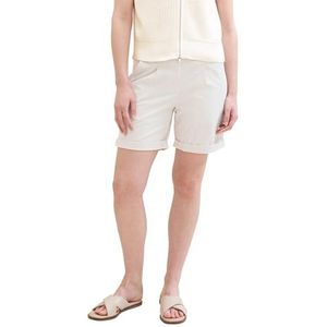 TOM TAILOR Dames chino bermuda shorts, 35729 - Delicate Beige White Stripe, 34