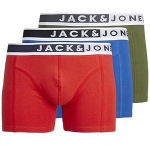 Jack & Jones Jacjimmy Solid Trunks 3 Pack, Aurora Red/Pack: cypress - True Blue, S