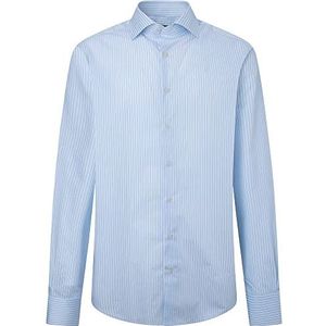Hackett London Heren Twill FINE Stripe Shirt, Wit/Blauw, 17.5, Wit/Blauw, 44