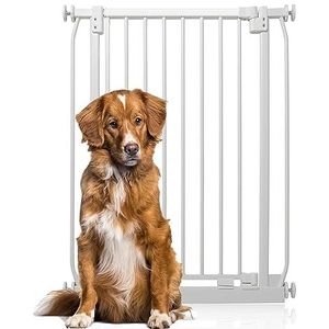 Bettacare Extra Tall Elite Hondenhek, 71cm - 80cm, Mat Wit, Extra Hoog 100cm in Hoogte, Druk Montage Hek voor Honden en Puppy's, Huisdier en Hond Barrière, Eenvoudige Installatie