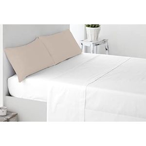 Miracle Home Kussensloop, zacht en comfortabel, tweedelig, katoen, 50% polyester, beige, voor een bed van 150 cm