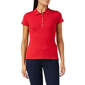 Tommy Hilfiger Heritage Poloshirt voor dames, korte mouwen, slim fit, rood (Apple Red), XXS