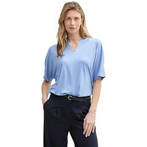 TOM TAILOR Dames T-shirt met V-hals, 37106 - Flawless Blue, XXL