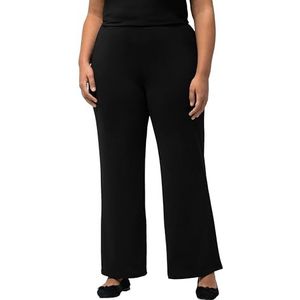 Ulla Popken Dames grote maten plus size broek, jersey, wijde pijpen, elastische tailleband 806364, zwart, 36W x 32L