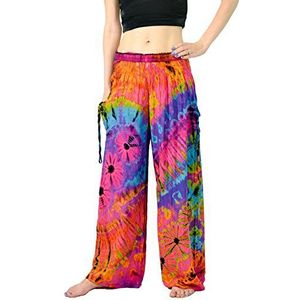Orient Trail Palazzo Yoga Tie Dye Cold Tie Dye Damesbroek, Nebula Roze, XL