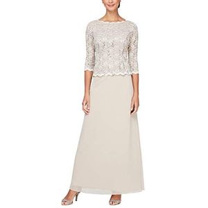 Alex Evenings Women's 3/4 Sleeve Stretch Lace Bodice One Piece Mother of The Bride Dress (Petite and Regular Sizes), New Taupe, 10P