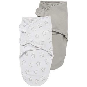 Meyco Baby Stars/Uni inbakerdoek, set van 2, originele uitrusting voor pasgeborenen (inbakerdoek voor baby's vanaf 4-6 maanden, zacht slaapcomfort, ademend, vochtabsorberend, inslaaphulp),