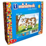 Ministeck 36589 - Mozaïek afbeelding boerderij koe, ca. 13 x 13 cm groot wasbord met ca. 300 kleurrijke steentjes, knijpplezier voor kinderen vanaf 4 jaar