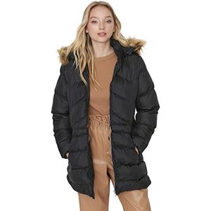 Trendyol Dames Regular fit Puffer Hood geweven jas bovenkleding, zwart, XL, Zwart, XL
