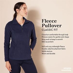 Amazon Essentials Polar Fleece Jas met kwartsluiting voor dames,blauw,L