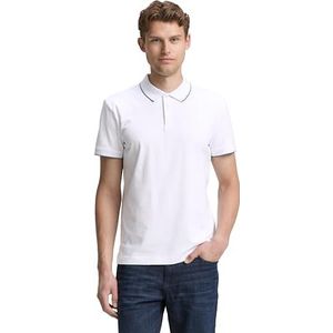 TOM TAILOR - Poloshirt - Blauw/Wit - Slanke Pasvorm - Kwartmouw