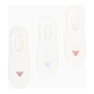 EMPORIO ARMANI Dames 3-Pack Footie sokken, wit/wit/wit, S/M, Wit/Wit/Wit, S/M