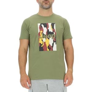 JEEP O102905-E100 J Heren T-shirt met grote opdruk met schors Camouflage J23W Heren Olive Green XL, Olijfgroen, XL