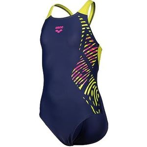 ARENA Mädchen Vortex zwempak voor meisjes, V-back, eendelig (set van 1 stuks), marineblauw, zachtgroen