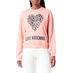 Love Moschino Dames regular fit met Maxi Animalier Heart and Logo. Sweatshirt, roze, 38