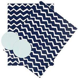 Hallmark Inpakpapier en labels voor elke gelegenheid Blauw en wit zigzagontwerp - 2 vellen