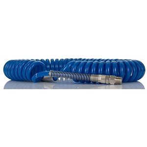 RS PRO USB polyurethaan spiraalslang blauw met R1/4-aansluiting, binnendiameter 5 mm x 4 m, 12 bar