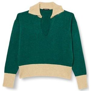 Trendyol Dames kleurblok lange mouwen regular sweater, emerald green, L