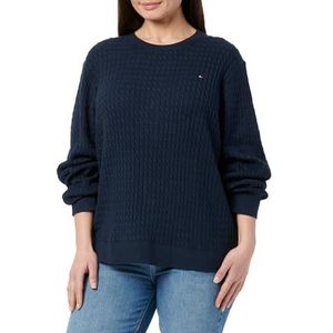 TOMMY HILFIGER Dames CRV CO CABLE C-NK LS SWEATER WW0WW46080, blauw, 46, Blauw (Donker Nacht Marine), 72 NL