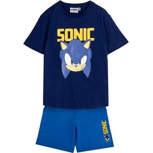CERDÁ LIFE'S LITTLE MOMENTS Comfortabel en grappig, pyjama Sonic, ideaal voor ontspanning en spel, 2 stuks, uniseks, kinderen, Blauw, 8 Jaar