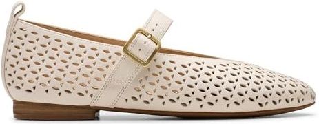 Clarks Fawna Jane Ballet Flat voor dames, Crème Leer, 35.5 EU
