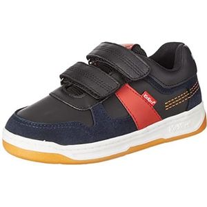 Kickers Kalido Sneakers voor kinderen, uniseks, marineblauw zwart oranje, 28 EU
