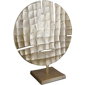 GILDE Decoratief design sculptuur XL - rond decoratief object van aluminium - kleur: licht goud - hoogte 38 cm