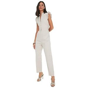 Trendyol Dames geruite geweven jumpsuit, Wit, 62