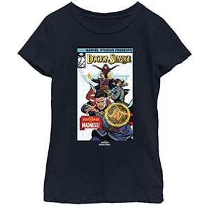 Marvel Little, Big Dr. Strange in The Multiverse of Madness Classic Comic Cover Girls Short Sleeve T-shirt, Navy Blue, Large, Donkerblauw, L