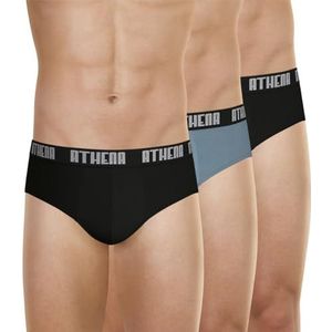 ATHENA - Basic Color - Slips - Zwart/Grijs - Katoen - Set van 3