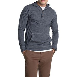 ESPRIT Heren shirt met lange mouwen Henley - Slim Fit, grijs (Anthra Grey Melange 077), 3XL