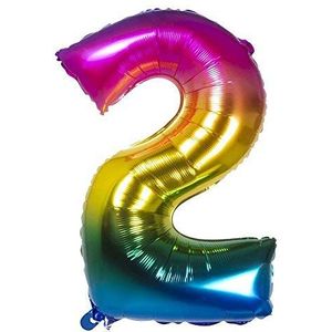 Boland - Folieballon aantal, maat 86 cm, regenboog, cijferballon, aantal, ballon, ballon, verjaardag, jubileum, kinderverjaardag, decoratie, cadeau
