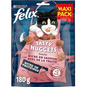 FELIX Tasty Nuggets Zalm, forel, 180 g, traktaties voor katten, 6 stuks