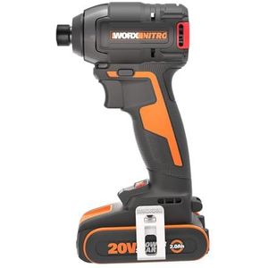 WORX NITRO WX265 Accu-slagschroevendraaier, 20 V, krachtige borstelloze slagschroevendraaier, 3 snelheidsinstellingen en 2 modi, 200 Nm draaimoment, licht en compact, incl. 2 x 2 Ah accu's en oplader