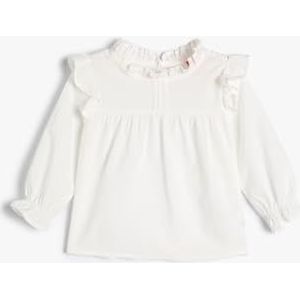 Koton Babygirl Shirt met lange mouwen, Frill, gedetailleerd elastische manchetten, katoen, wit (000), 6-9 Maanden