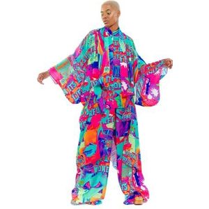 CHAOUICHE Kimono, Downtown La Print, 4X-Large dames, Downtown La Print