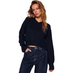 Trendyol FeMan Regular fit Basic Crew Neck Knitwear Trui, Marineblauw, M, Donkerblauw, M