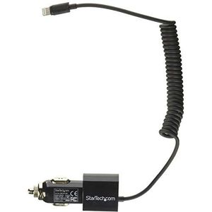 StarTech.com USBLT2PCARB autolader met dubbel stopcontact met Lightning-kabel en USB-2.0-aansluiting, hoog vermogen, 21 W, 4,2 A, zwart/antraciet